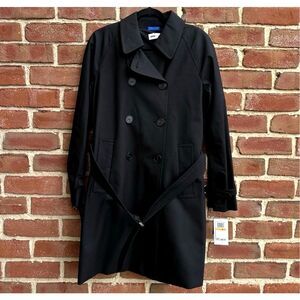 Jane Post $895 Wool Cashmere Double Breasted Trench Coat Black Belted Small NEW